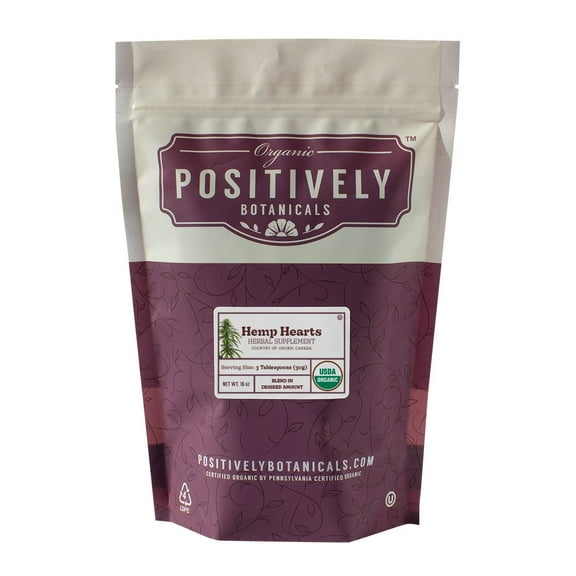 Positively Botanicals  Organic Hemp Hearts - Loose Leaf Botanical, 1 lb bag