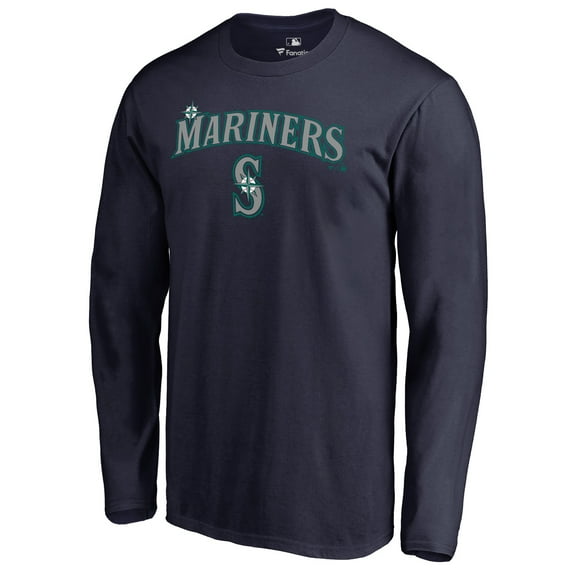 Men's Navy Seattle Mariners Team Lockup Long Sleeve T-Shirt