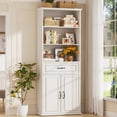 thumbnail image 4 of iSunirm 80'' Tall Bookcase with Doors, 5-Tier Bookshelves with Storage, 24.6'' Width Display Shelf with Drawer for Living Room, Home Office, White, 4 of 7