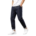thumbnail image 6 of LODIENY Straight Leg Jeans for Men Slim Fit Cuffed Skinny Stretch Basic Denim Pants Dark Blue XXXXL, 6 of 9