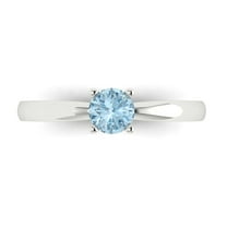 0.5 ct Round Cut Simulated Blue Diamond Solitaire 18K White Gold Womens Engagement Ring