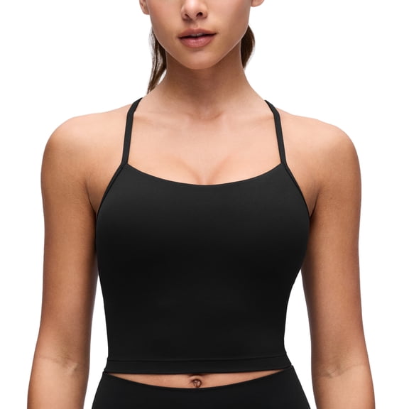 CRZ YOGA Womens Butterluxe Longline Sports Bras Racerback Padded Yoga Workout Crop Top