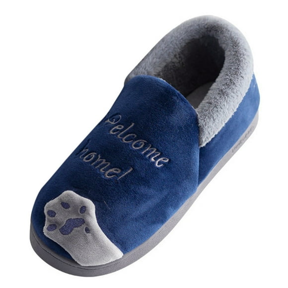 XZNGL Men Winter Home Slippers Cartoon Cat Non-slip Warm Indoors Bedroom Floor Shoes