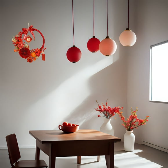 Wreath Product Category Chinese Year Wreath Wreath Front Door 2024 Wreath Wall Festival Outdoor Fireplace LED Red Berry Home Decoration for Year and Spring Festival