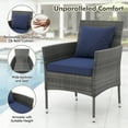 thumbnail image 4 of Gymax 3-Piece Patio Furniture Set PE Wicker Conversation Bistro Set w/ A Tempered Glass Table Navy, 4 of 8
