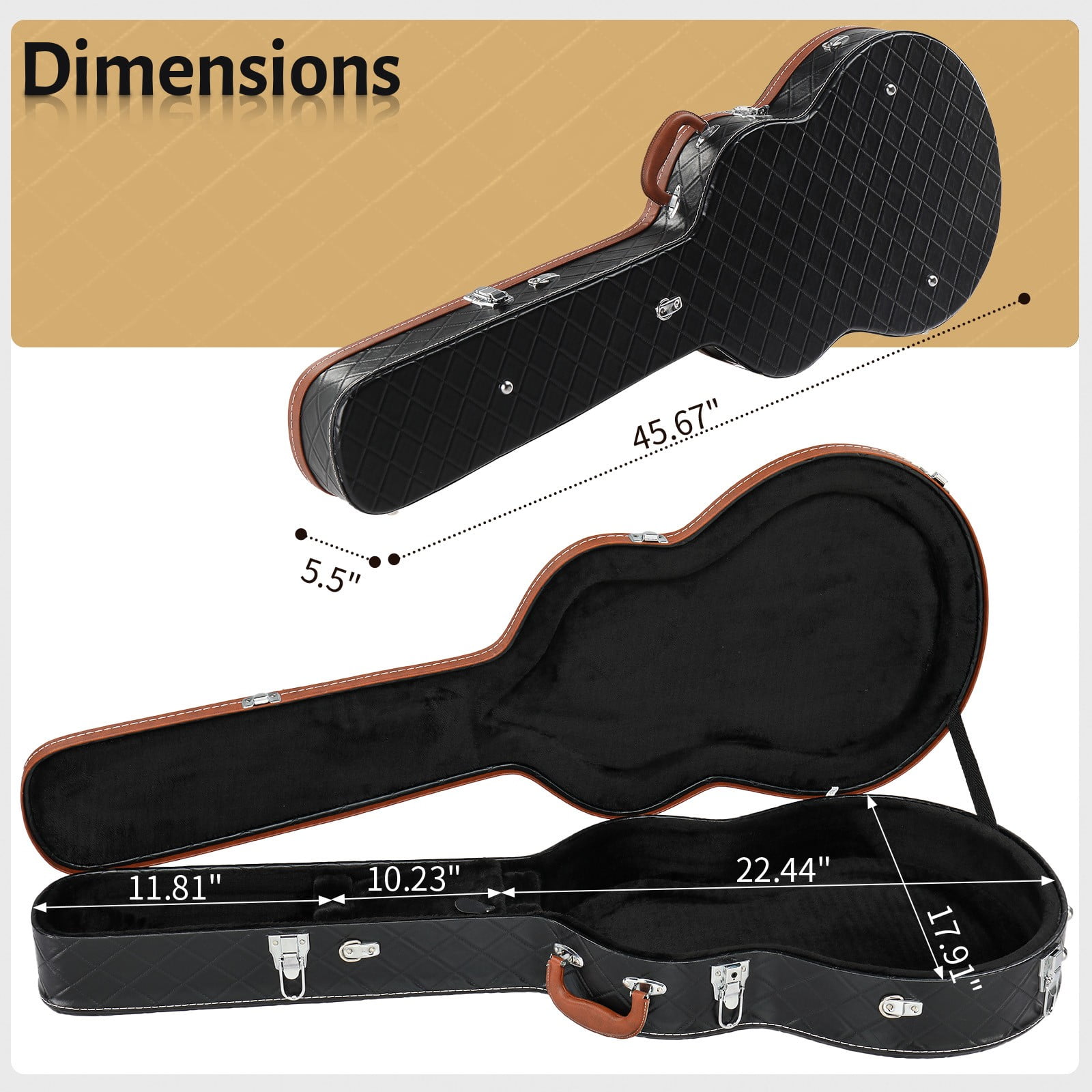 LINJH Wooden Guitar Case Fits 335 Style Semi-Hollow Electric Guitars,Lockable