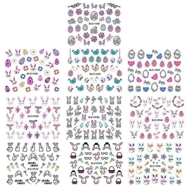 10Pcs Easter Themed Nail Art Stickers Unique Delicate Eco-friendly Manicure Decals Kids Children Nail Art Pastes
