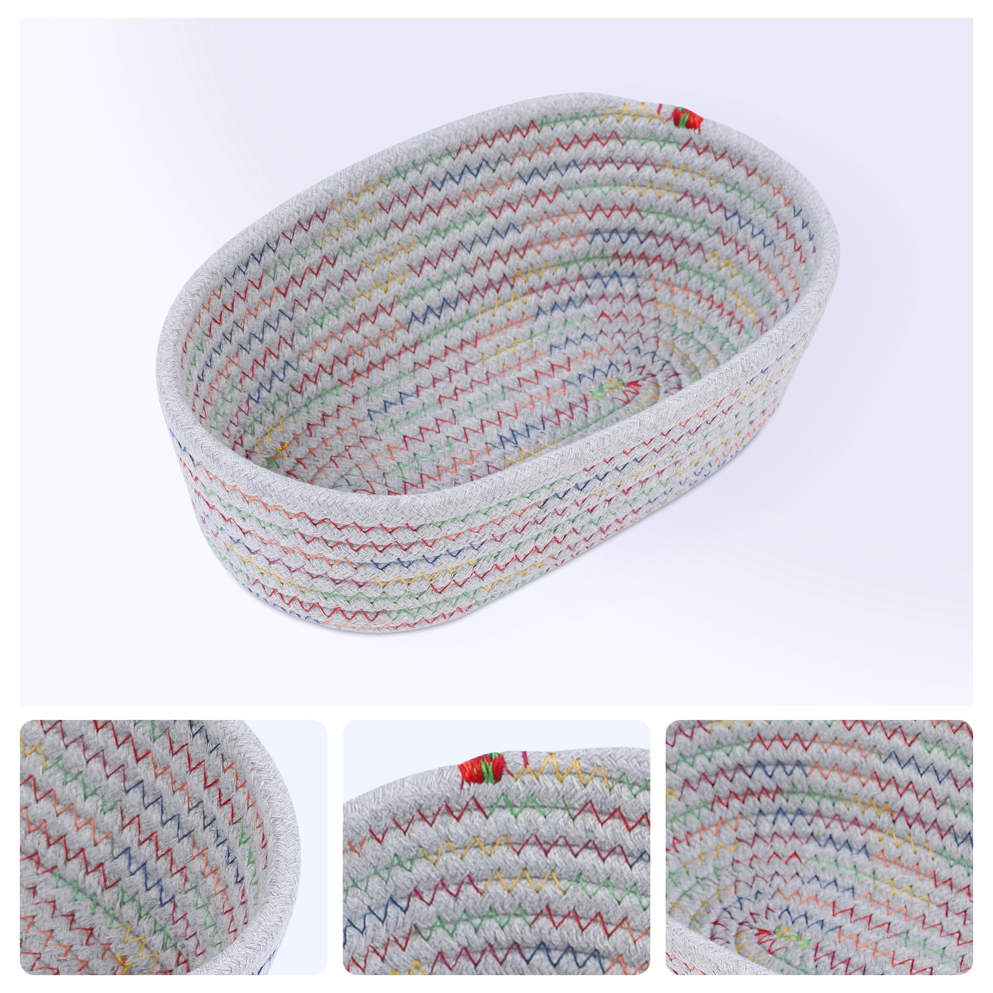Unique Bargains 3Pcs Storage Basket for Key Tray Bowl Grey 9.1*5.1*2.8in