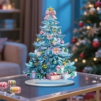 Honmine Christmas Tree Desktop Ornaments, Kits for Adults-Diamond Art Acrylic Paint by Numbers,Desktop Christmas Decorations,Christmas Tree DIY Kits for Home Decor Office Decor