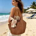thumbnail image 6 of Woven Straw Beach Bag Purse, Boho Crochet Mesh Tote Handbag, Summer Vacation Shoulder Bag, Foldable Casual Shopping Tote, Travel Beach Essential Carryall Versatile for Shopping Travel, 6 of 7