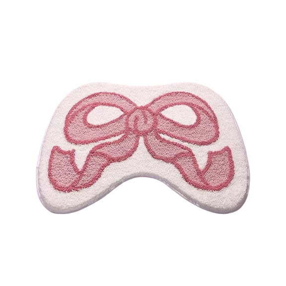 Coquette Bow Rug Pink Bath Mat, Non Slip Cute Microfiber Plush Bow Decor, Washable Preppy Room Decor, Valentine's Day Decor