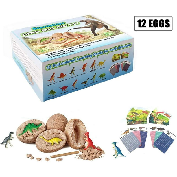 Dinosaur Eggs Toys 12PCS Dino Eggs Dig Kit Unique Dinosaur Eggs and Discover 12 Cute Dinosaurs