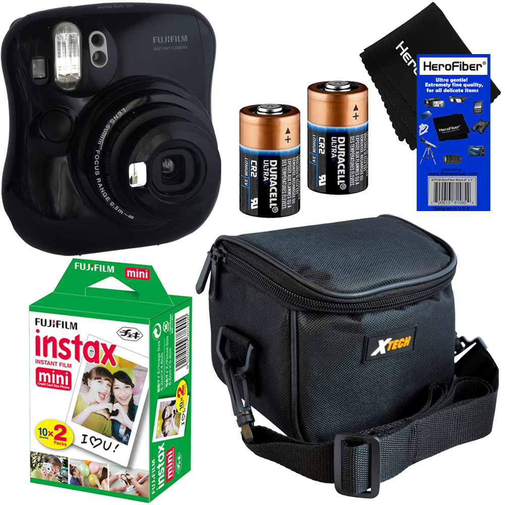 Fujifilm Instax MINI 25 Instant Film Camera (Black) + Fujifilm Instax