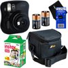 Fujifilm Instax MINI 25 Instant Film Camera (Black) + Fujifilm Instax Mini Instant Film (20 sheets) + 2 CR2 Lithium Replacement Batteries + Xtech Well Padded Camera Case with Pocket & Strap + HeroFibe