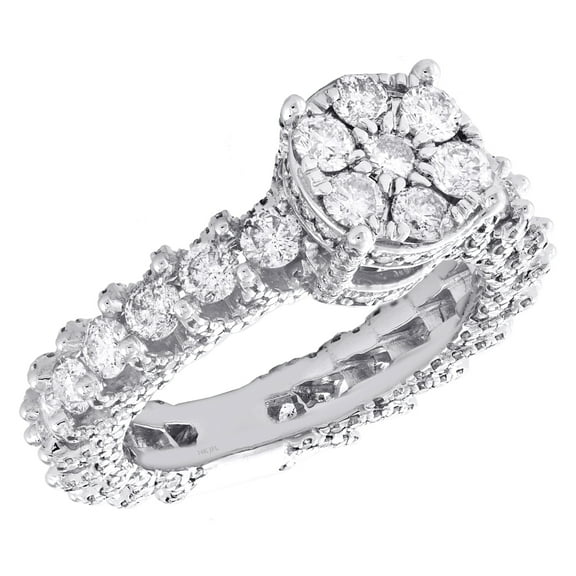 14K White Gold Solitaire Round Diamond Eternity Cathedral Engagement Ring 3.5 Ct