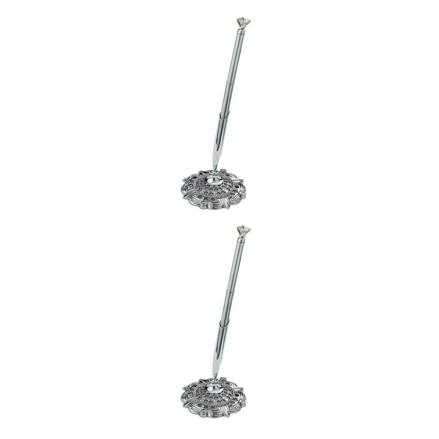 Sidaley Bolígrafos Bolígrafo de metal adjunto al escritorio Accesorio de libro Herramienta de escritura Contador Accesorio de oficina Pequeña Joya/Plata 2piezas