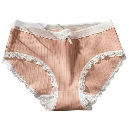 OJSFQUFP Women s Briefs Underwear Cotton High Waist Control Panties Ladies Panty High Elasticity Thread Underwear for Women Color Block Cute Lace Underwear Orange XL