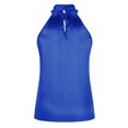 thumbnail image 6 of RYRJJ Womens Silk Satin Halter Tank Tops Sleeveless Twist Front Summer Shirts Tops Dressy Casual Keyhole Back Blouses(Blue,M), 6 of 7