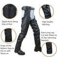 thumbnail image 3 of Dream Apparel Black Motorcycle Leather Chaps for Men Women Riding Black Split Leather Chaps Biker Chap Pants W/ Mesh Lining, 3 of 10