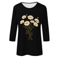 thumbnail image 4 of Tnhcen Chemises à Manches 3/4 pour Femmes avec Imprimé Floral d'Automne et Col Rond - Basiques Décontractés Grande Taille P-3TG, 4 of 4