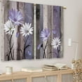 thumbnail image 3 of Purple Farmhouse Daisy Kitchen Curtains Wooden Flower Small Short Cafe Window Curtains Rustic Floral Butterfly Country Barn Bathroom Drapes Treatment Tier Curtains 2 Panels (27.5x36 Inch), 3 of 6