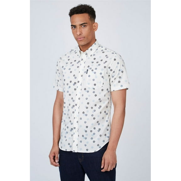 BEN SHERMAN Camisa de manga corta con estampado geométrico disperso talla S(small)