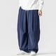 thumbnail image 2 of Ceisia Men Solid Color Multi Pocket Linen Workwear Pants Loose Wide Gift Leg Casual Trousers, 2 of 6
