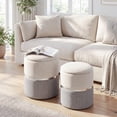 thumbnail image 2 of Costway Pouf de Rangement en Tissu de Lin, Ensemble de 2, Pouf Rond Moderne avec Rangement pour Chambre, 2 of 8