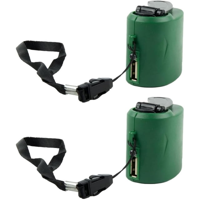 2 Pack USB Hand Crank Charger Manual Dynamo Generator with Indicator Light for Phone Charging, Portable Green.,Green
