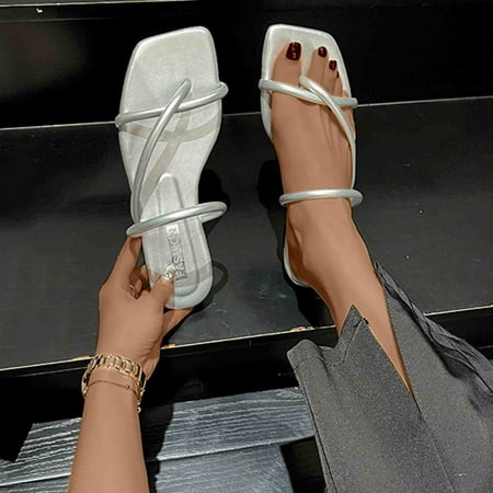 

Hvyesh Flat Sandals for Women Casual Summer Flat Bottom Mules Casual Clip Toe Slippers Comfortable Beach Sandals Size 6