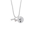 thumbnail image 2 of Delight Jewelry Silvertone Survivor with Pink Ribbon Silvertone Script Initial Disc - T - Charm Necklace, 20"+3", 2 of 4