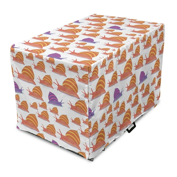 Snail Dog Crate Cover, Colorful Abstract Gastropod Cartoon Print on Plain Backdrop, Easy to Use Pet Kennel Cover Small Dogs Puppies Kittens, 7 Sizes, Pale Orange Burnt Sienna, by Ambesonne
