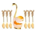 thumbnail image 3 of Juegos de vajilla, cucharas de postre, café y fruta, vajilla para el hogar con soporte de cisne decorativo (cuchara blanca dorada), 3 of 14