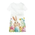 thumbnail image 3 of Girls Easter Dress Easter Funny Bunny Rabbit Graphic Short Sleeve Round Neck Stretchy Dress Dance Skirt Multicolor 13-14 Years, 3 of 4