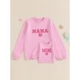 thumbnail image 3 of Rdhnmea Mommy and Me Matching Outfits Cute Bow Mama and Mini Long Sleeve Crewneck Sweatshirt Tops Mother Baby Matching Clothes, 3 of 9