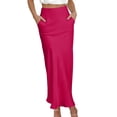 thumbnail image 3 of Busydd Women's Satin Skirts with Pockets Trendy Comfortable Maxi Skirts for Women Casual Solid Color Long Skirts S, 3 of 7