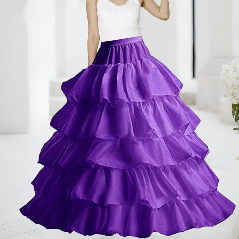 crinoline for prom dress KHONTS Women's Crinoline 5 Ruffles Layers Petticoat Half Underskirt for  Wedding Dress Ball Gown Purple One Size