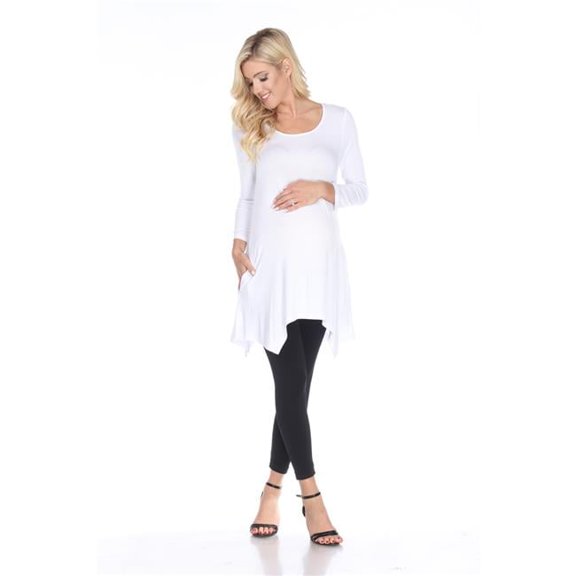 MTR1302-07-XL Maternity Kayla Tunic Top, White - Extra Large