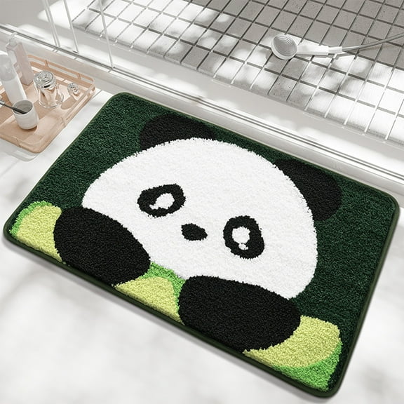 AuroraX Waterhog Mat Non-Slip Backing Indoor Funny Fade Resistant Floor Mats Bathroom Bedroom Rugs Panda