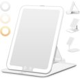 thumbnail image 1 of Rechargeable Travel Makeup Mirror Portable Travel Lighted Makeup Mirror with Color Modes Dimmable Compact Tabletop LED Vanity Mirror with Touch Screen, 1 of 9