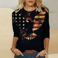thumbnail image 2 of GERsome 4th of July Tops for Women Crewneck 3/4 Sleeve T Shirts American Flag Tunic Tops Loose Fit USA Patriotic Graphic Summer Tees S-2XL, 2 of 5