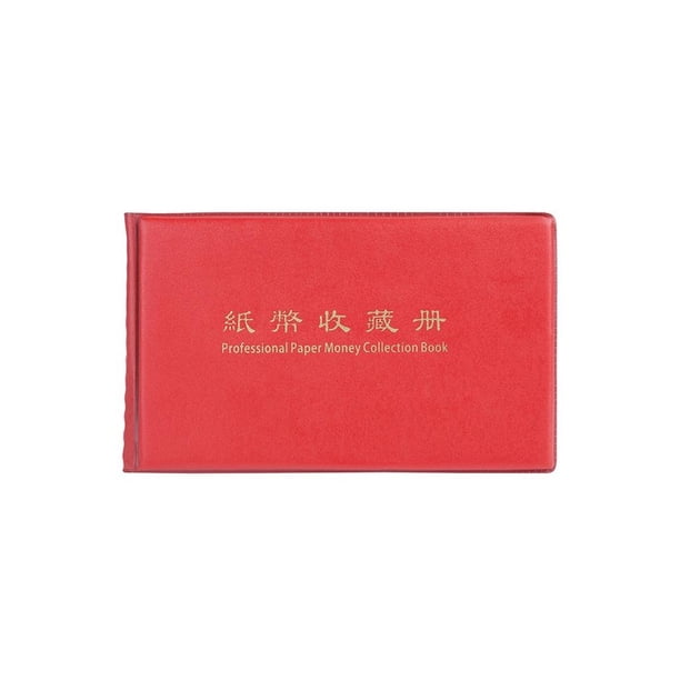 Wosthever Álbum de dinero de papel de PVC, 20 páginas, libro de colección de billetes, soporte para monedas, fundas de hojas sueltas, almacenamiento de Almacenamiento y organización del hogar Rojo Wosthever HA074067-01