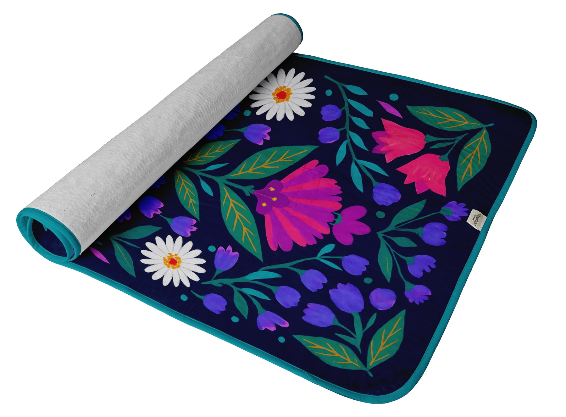 Vargottam Magnetic Ironing Mat - Foldable Cotton Iron Mat with Fiber Pad & Silicone Iron Rest - Portable, Washable, Travel-Friendly Ironing Board Alternative for Tabletop, Washer, Dryer - Floral