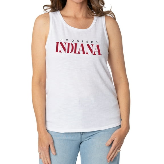 Women's White Indiana Hoosiers Blake Sandwash Rib-Knit Tri-Blend Tank Top