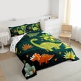 thumbnail image 3 of Homewish Green Dinosaur Animal Queen Comforter Set, Funny Jungle Wildlife Bedding Sets, Kawaii Cartoon Theme Reversible Bedding Comforter Set, Luxury Bedroom Decor, 3pcs, 3 of 8