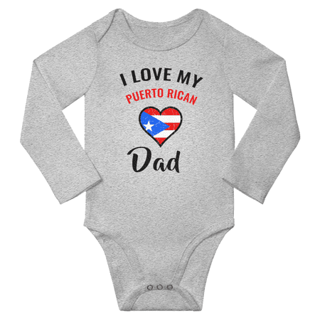 

I Love My Puerto Rican Dad Baby Long Slevve Rompers Bodysuit (Gray 3-6 Months)