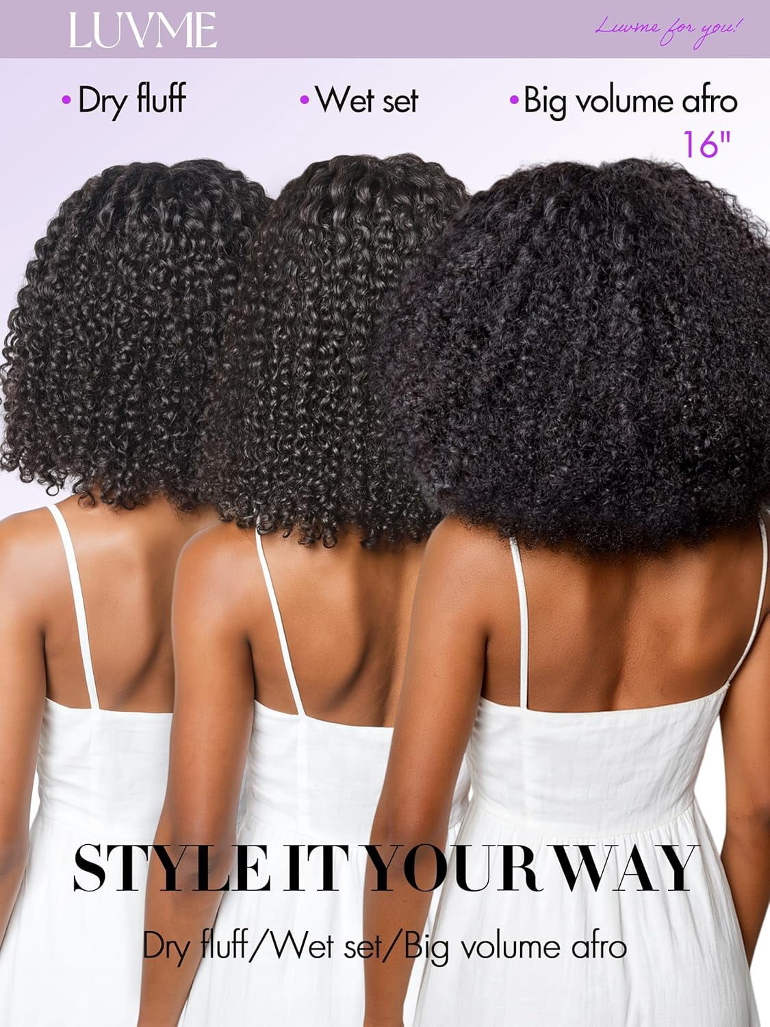 LUVME 10" Messy Burmese Curly Bundle Brazilian Virgin Human Hair Weave Extensions Natural Black for Women
