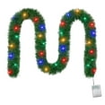 thumbnail image 2 of 16.4 Ft Pre-Lit Christmas Garland with 50 LED Lights, Battery Operated Greenery Garland for Mantle, Stairs, Railing, Party, Indoor and Outdoor Holiday Home Decor,Multicolor Winter New Year Decoration, 2 of 8