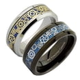 thumbnail image 4 of Metals Jewelry Adult Men's / Women's Steampunk Gear Inlay 8mm Tungsten Carbide Black Plated Wedding Band Ring Size 8.5, 4 of 6