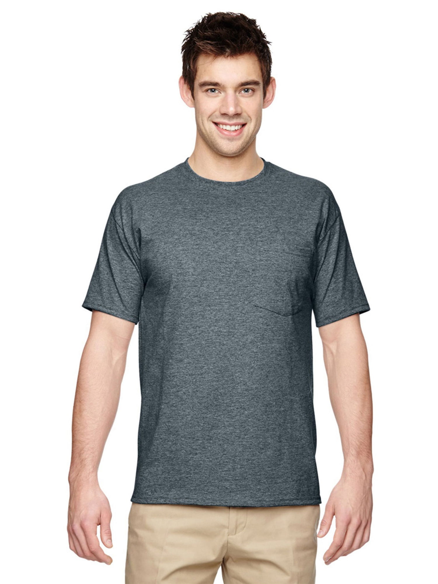 JERZEES Jerzees Mens Heavyweight Chest Pocket TShirt, Black Heather